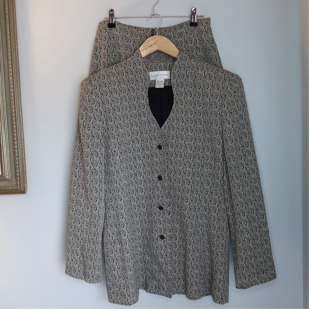 Vintage Casual Corner Paisley Swirl Blazer Skirt Suit Set Size 8 90s